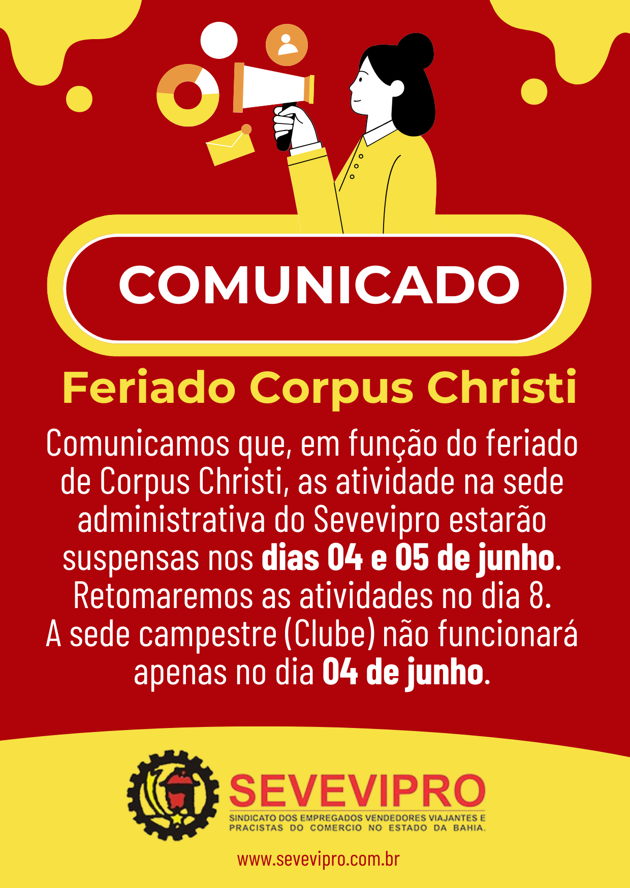 Comunicado – Feriado Corpus Christi